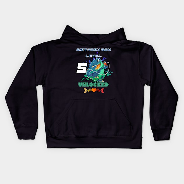 Birthday Boy Level 5 Unlocked Kids Hoodie by DesingHeven